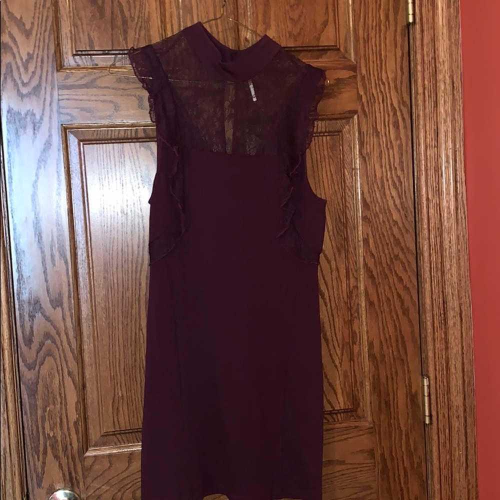 Short Maroon Free People Cotton Dress